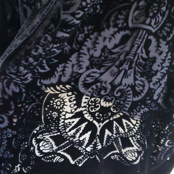 NWT Linda Allard Ellen Tracy silk Velvet burnout tunic button down blouse sz 12 - Picture 3 of 8